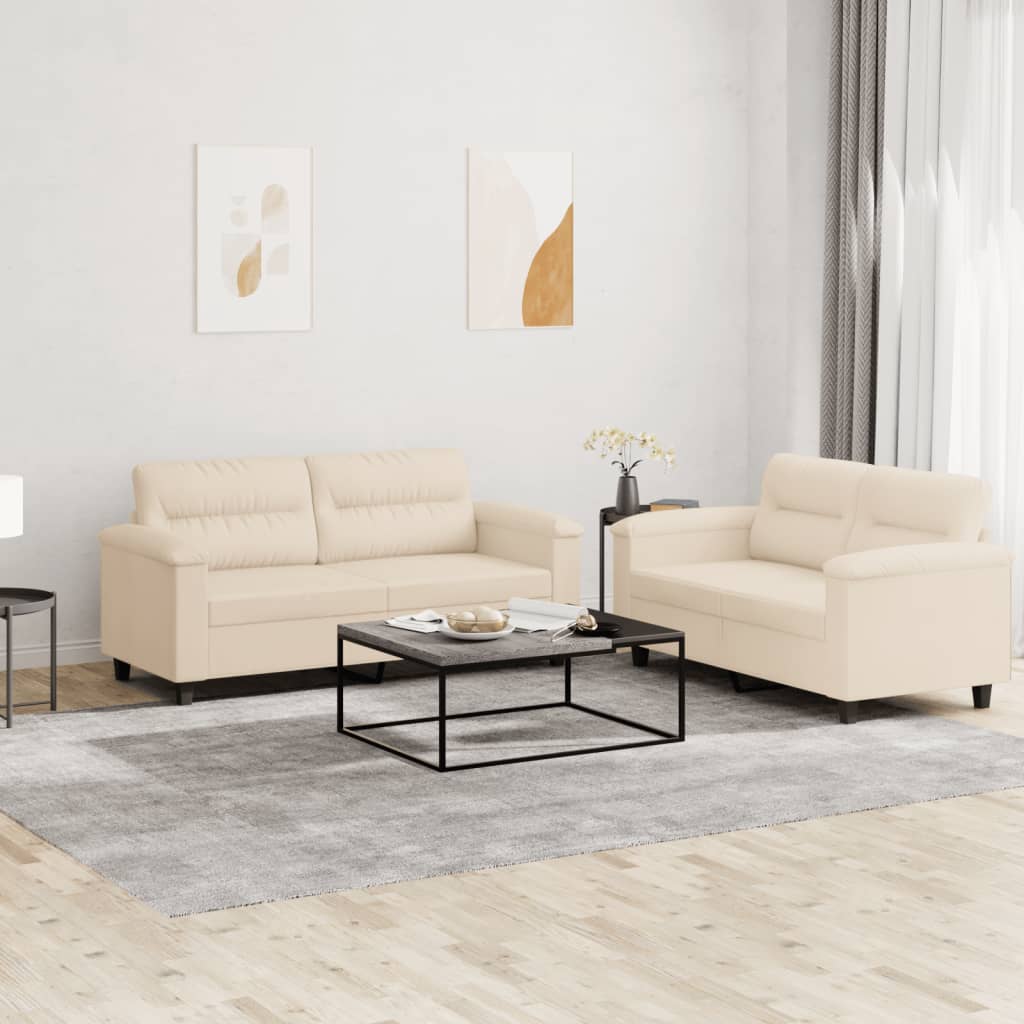 Conjunto de sofá de 3 piezas con cojines de tela gris claro