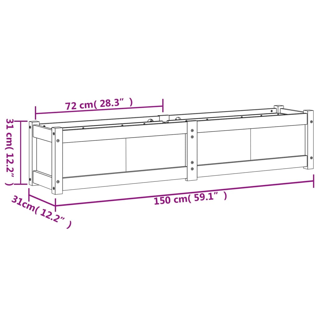 Jardinera de madera de pino impregnada 150x31x31 cm