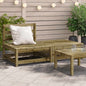 Armless garden sofa with footrest, pine wood