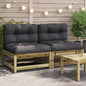 Armless garden sofas with cushions 2 pcs pine wood