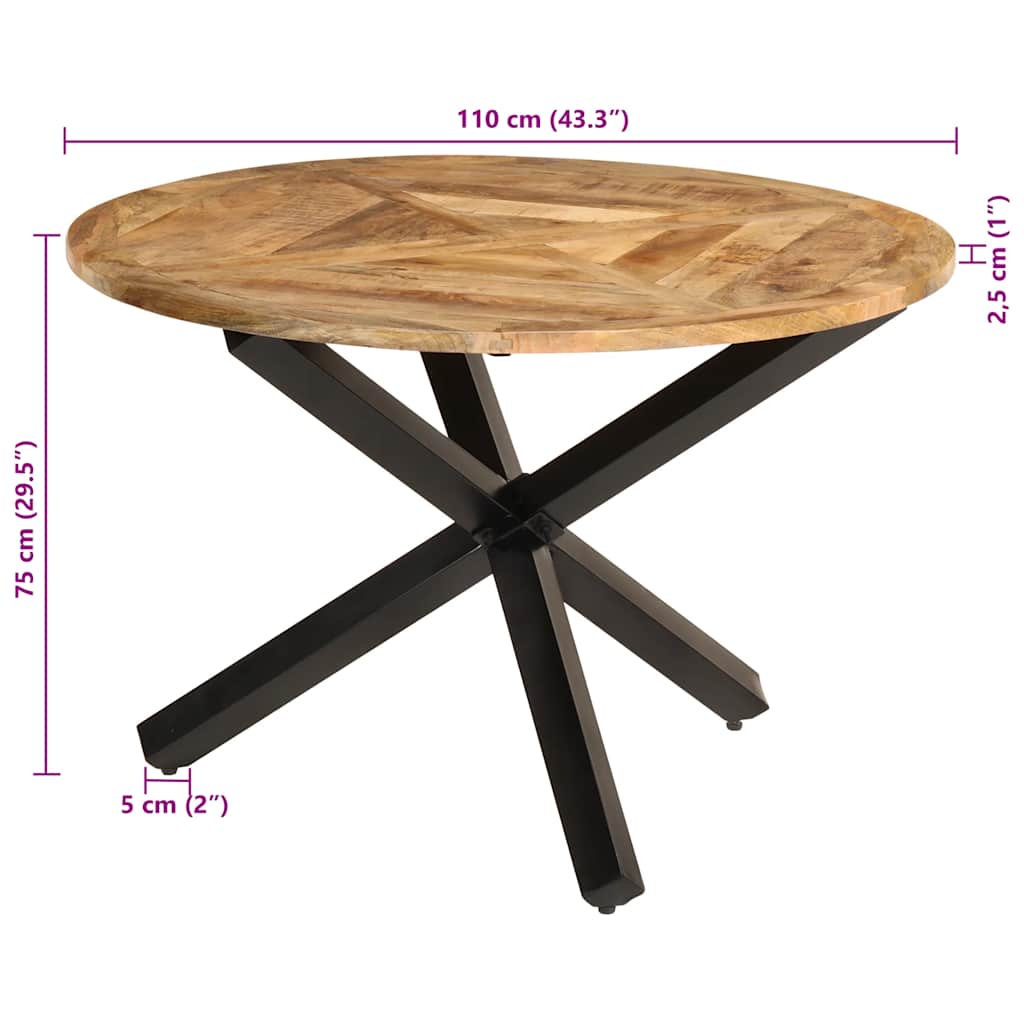 Mesa de comedor madera maciza de mango sin tratar Ø110x75 cm
