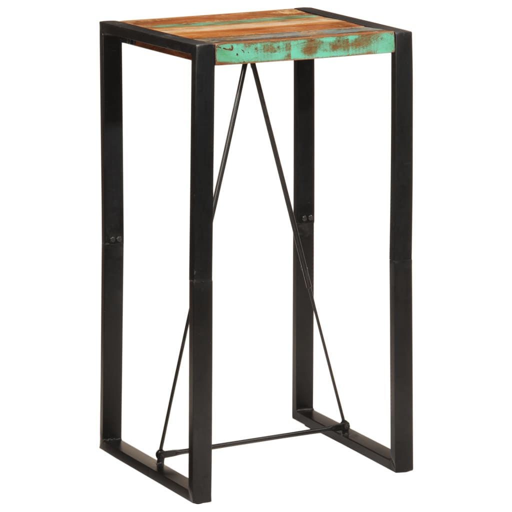 Mesa alta de bar madera maciza reciclada 60x55x110 cm