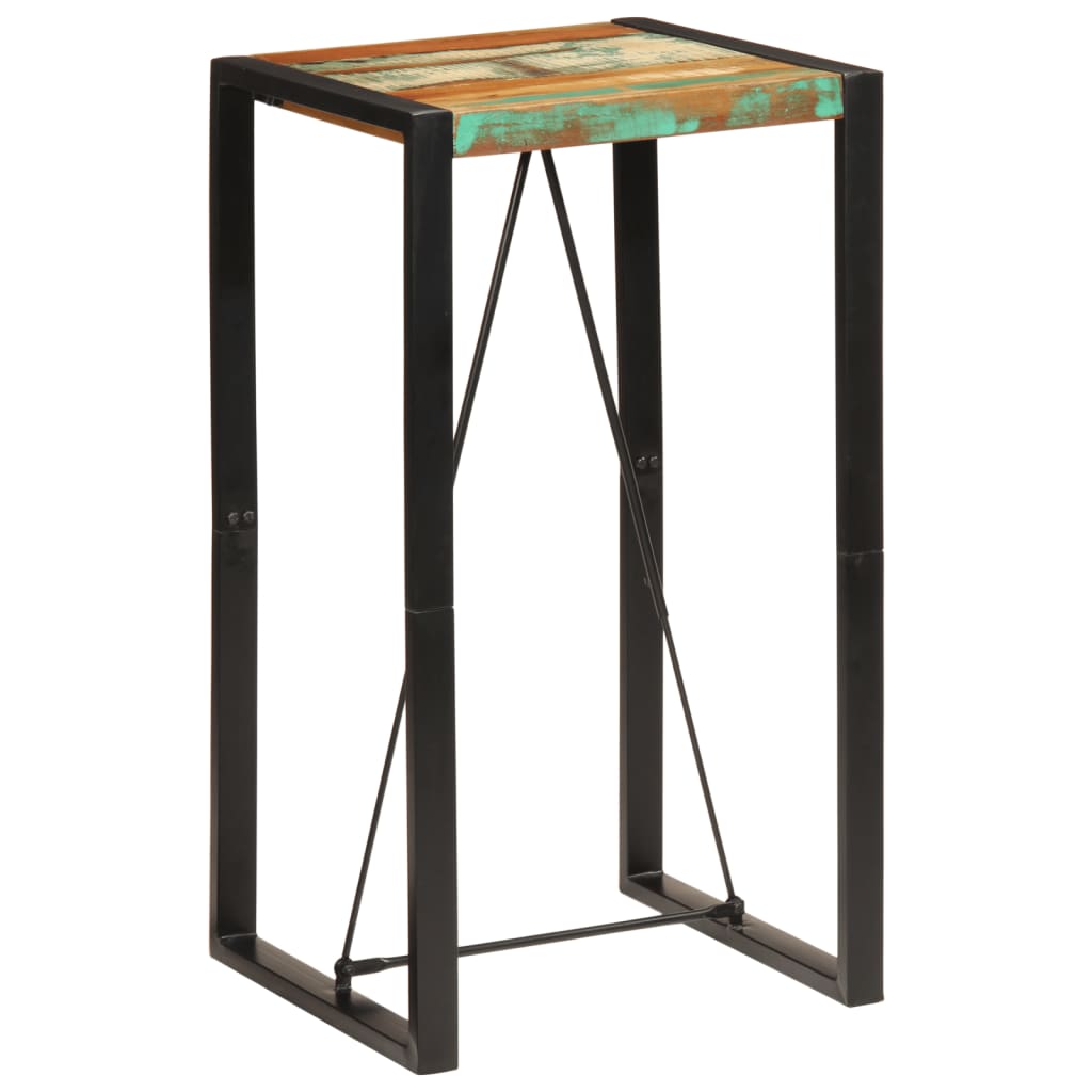 Mesa alta de bar madera maciza reciclada 60x55x110 cm