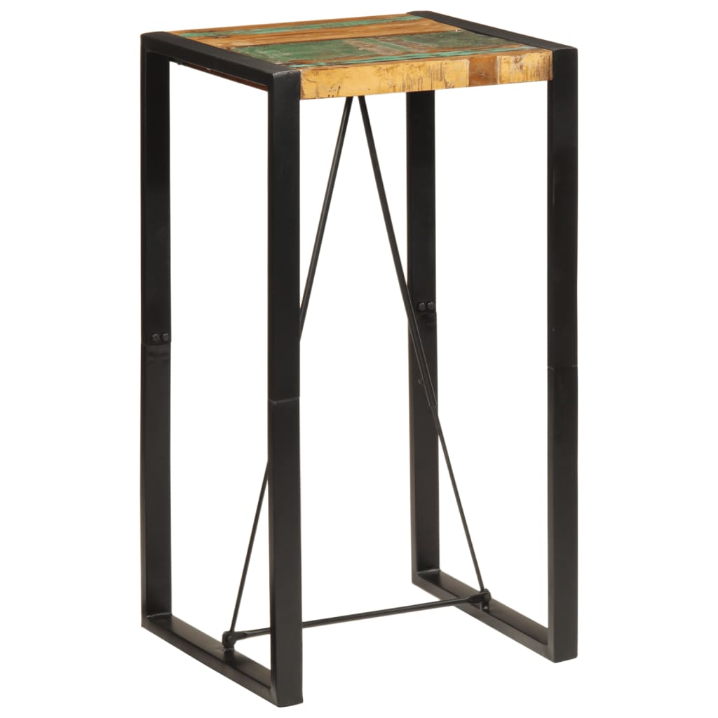 Mesa alta de bar madera maciza reciclada 60x55x110 cm