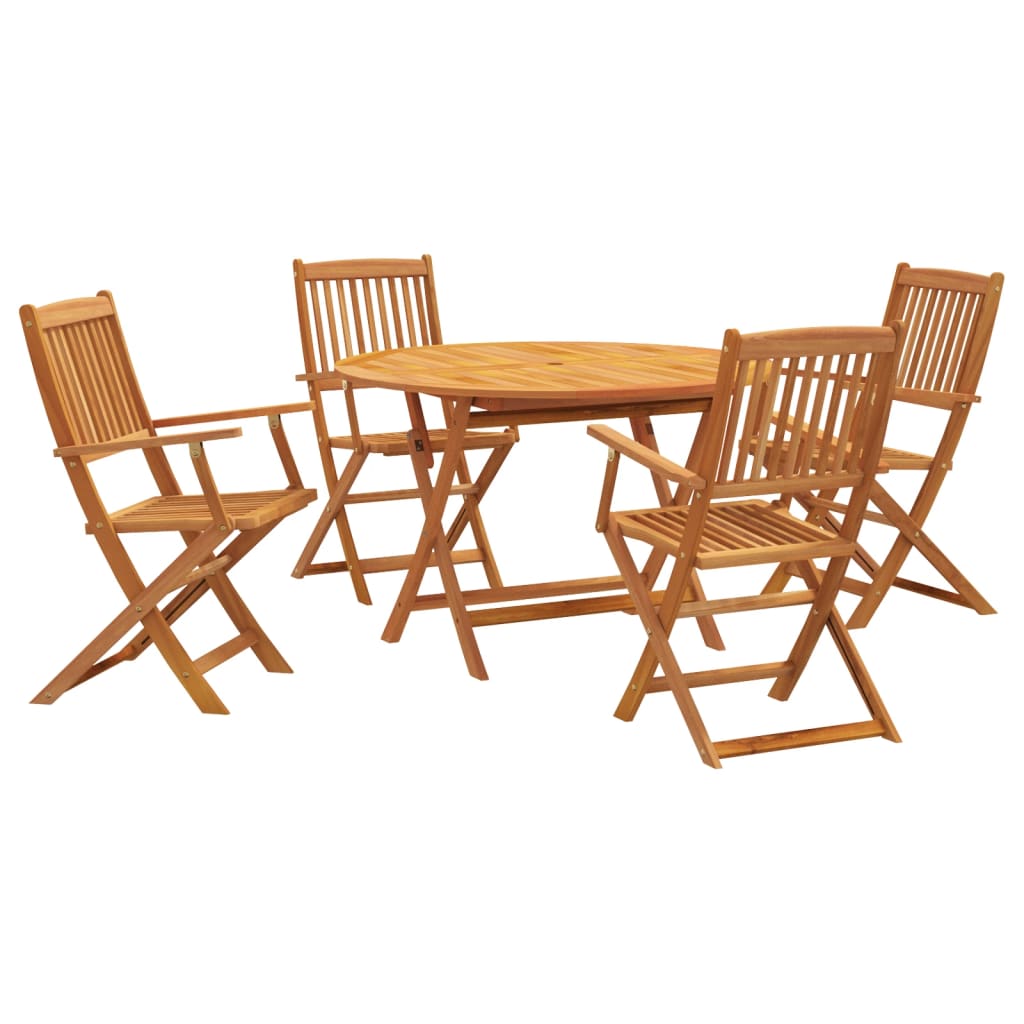 Juego de comedor de jardín 5 piezas madera maciza de acacia