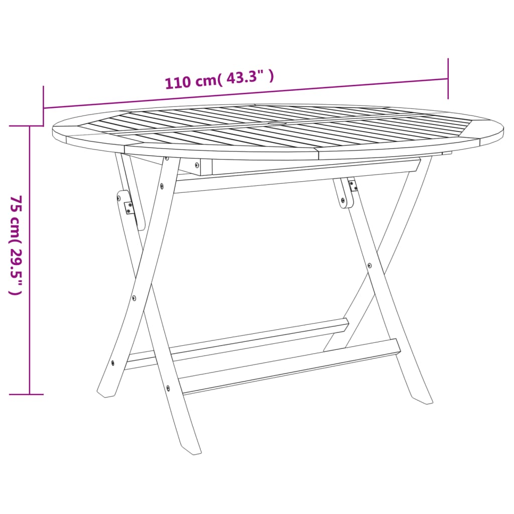 Juego de comedor de jardín 5 piezas madera maciza de acacia