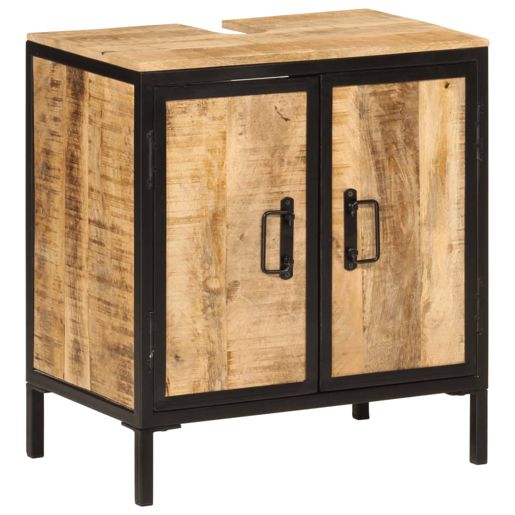 Mueble de baño madera maciza de mango y hierro 55x35x60 cm