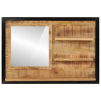 Espejo con estantes madera maciza de mango y vidrio 80x8x55 cm