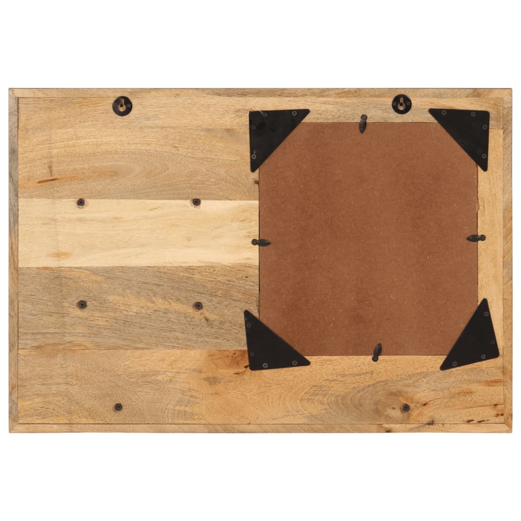 Espejo con estantes madera maciza de mango y vidrio 80x8x55 cm