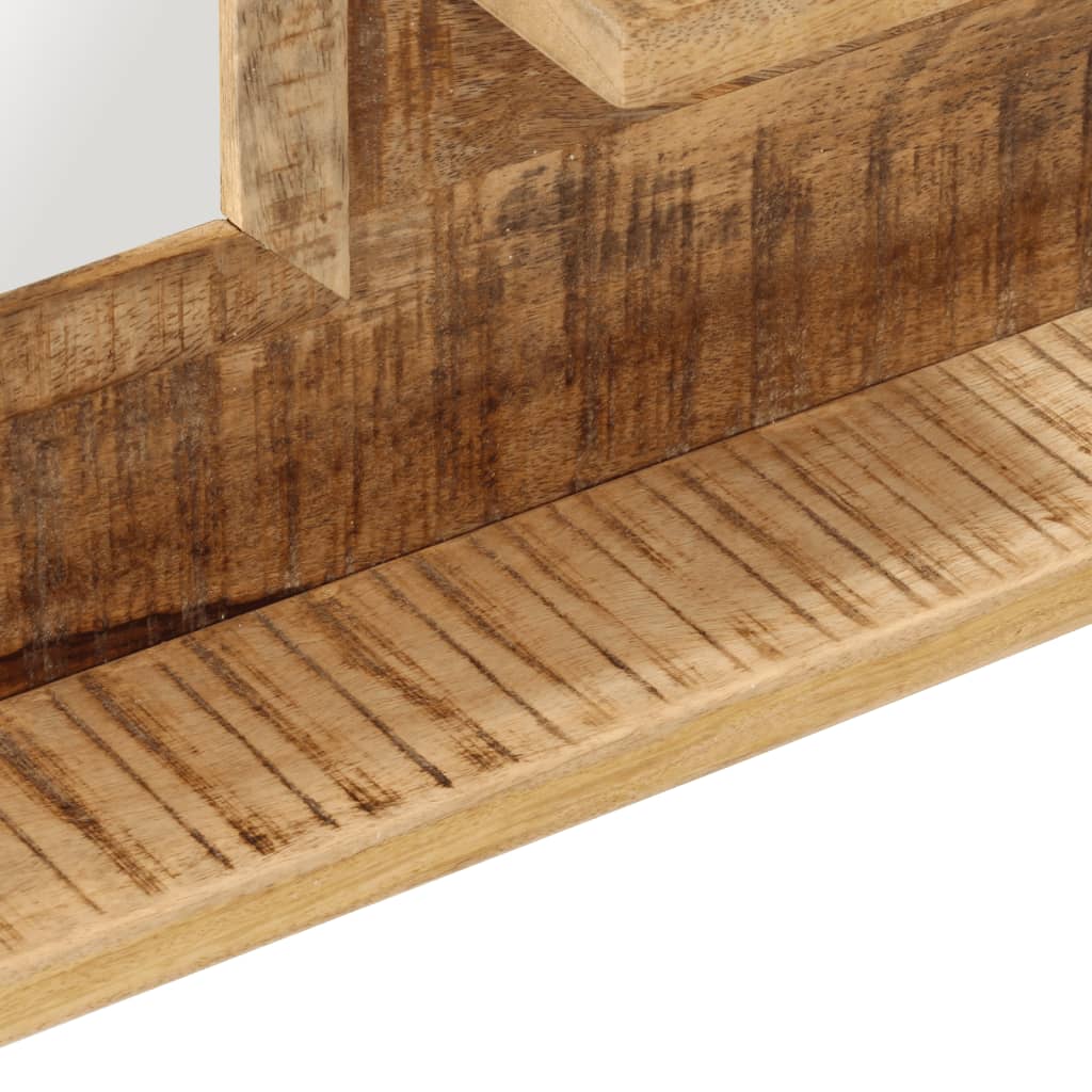 Espejo con estantes madera maciza de mango y vidrio 80x8x55 cm