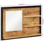 Espejo con estantes madera maciza de mango y vidrio 80x8x55 cm