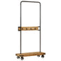 Solid mango wood and iron clothes rack with wheels 90x35x190 cm