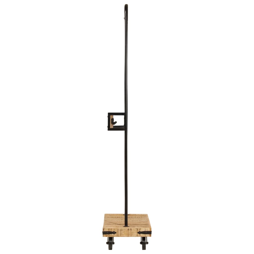 Perchero con ruedas madera maciza mango y hierro 90x35x190 cm
