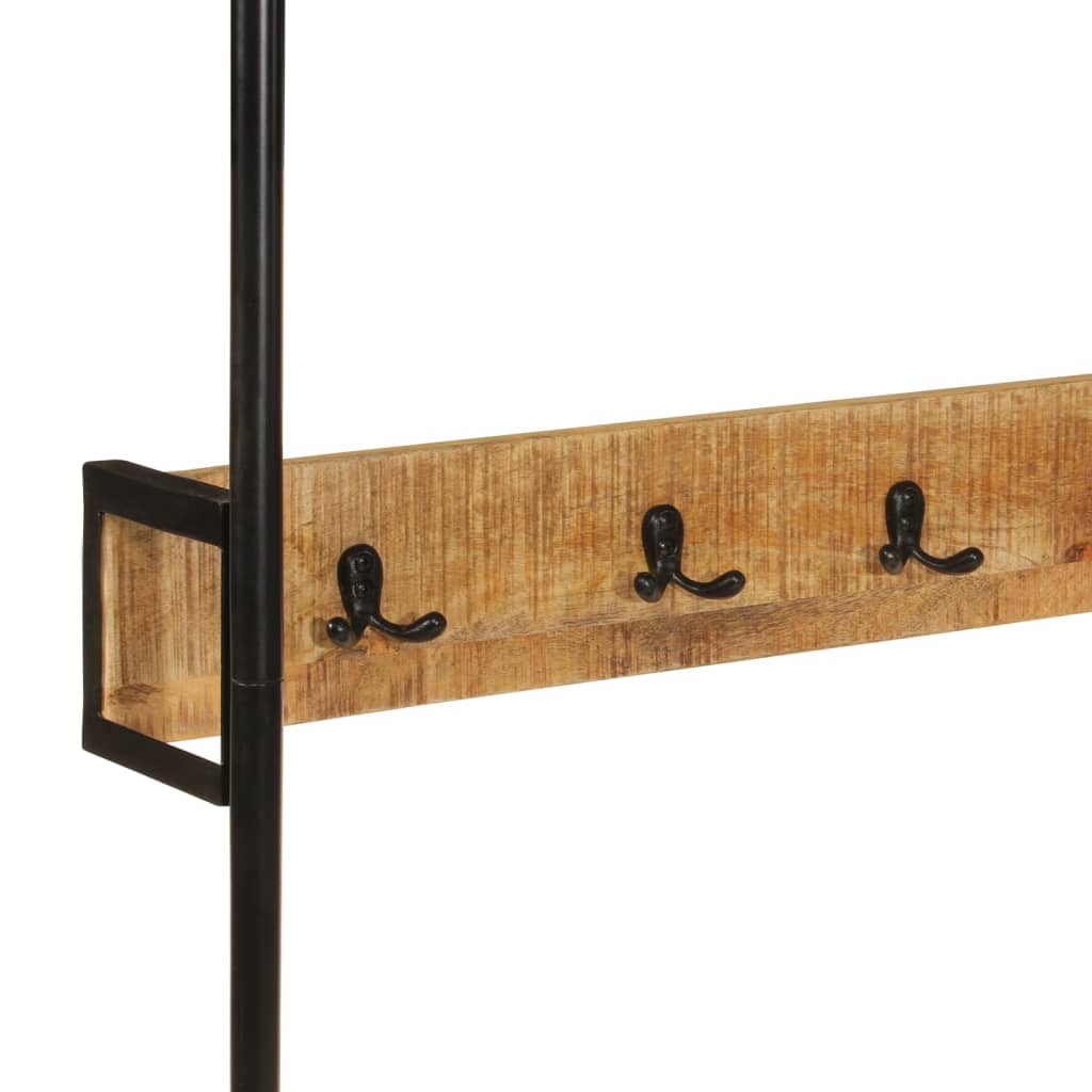 Perchero con ruedas madera maciza mango y hierro 90x35x190 cm