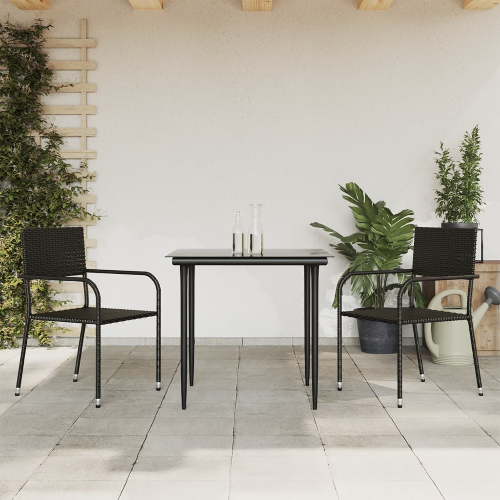 Juego comedor de jardín 3 piezas ratán sintético gris