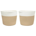 Cestas de almacenaje 2 uds algodón beige y blanco Ø24x18 cm