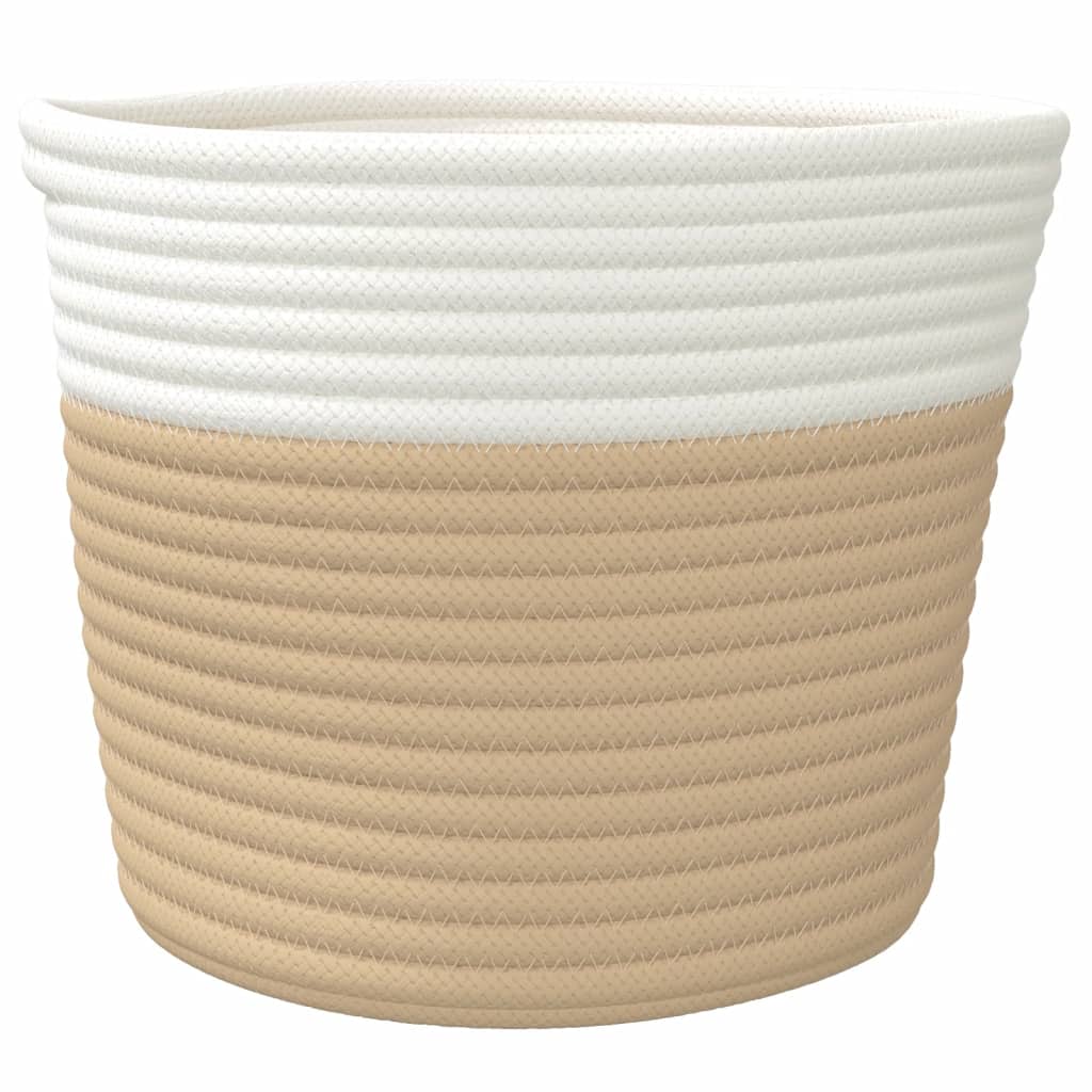 Cestas de almacenaje 2 uds algodón beige y blanco Ø24x18 cm