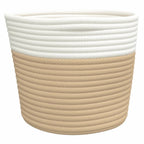 Cestas de almacenaje 2 uds algodón beige y blanco Ø24x18 cm