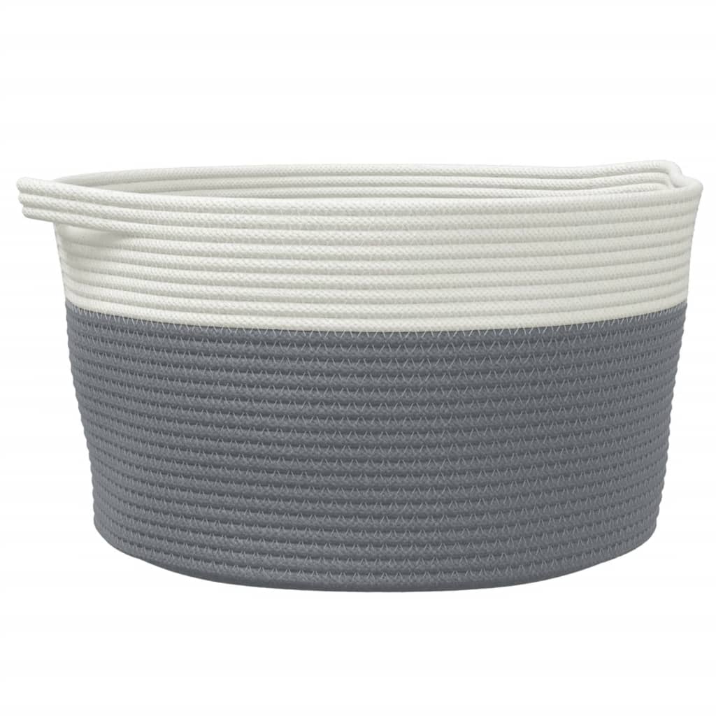 Cesta de almacenaje algodón gris y blanco Ø40x25 cm