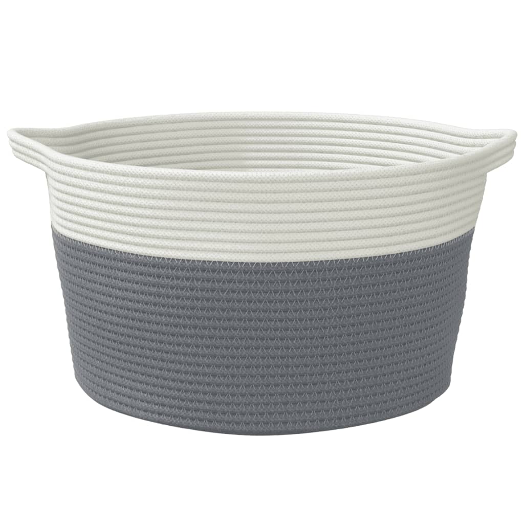 Cesta de almacenaje algodón gris y blanco Ø40x25 cm