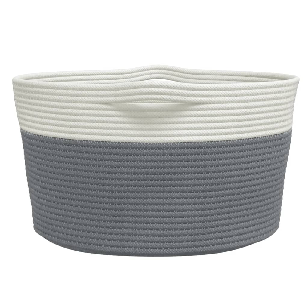 Cesta de almacenaje algodón gris y blanco Ø40x25 cm