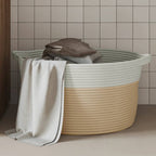 Cesta de almacenaje algodón beige y blanco Ø38x46 cm