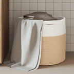 Cesta de almacenaje algodón beige y blanco Ø38x46 cm