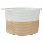 Cesta para ropa sucia algodón beige y blanco Ø55x36 cm