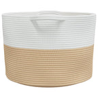 Cesta para ropa sucia algodón beige y blanco Ø55x36 cm