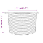 Cesta para ropa sucia algodón beige y blanco Ø55x36 cm