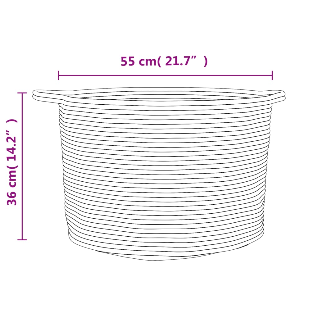Cesta para ropa sucia algodón beige y blanco Ø55x36 cm