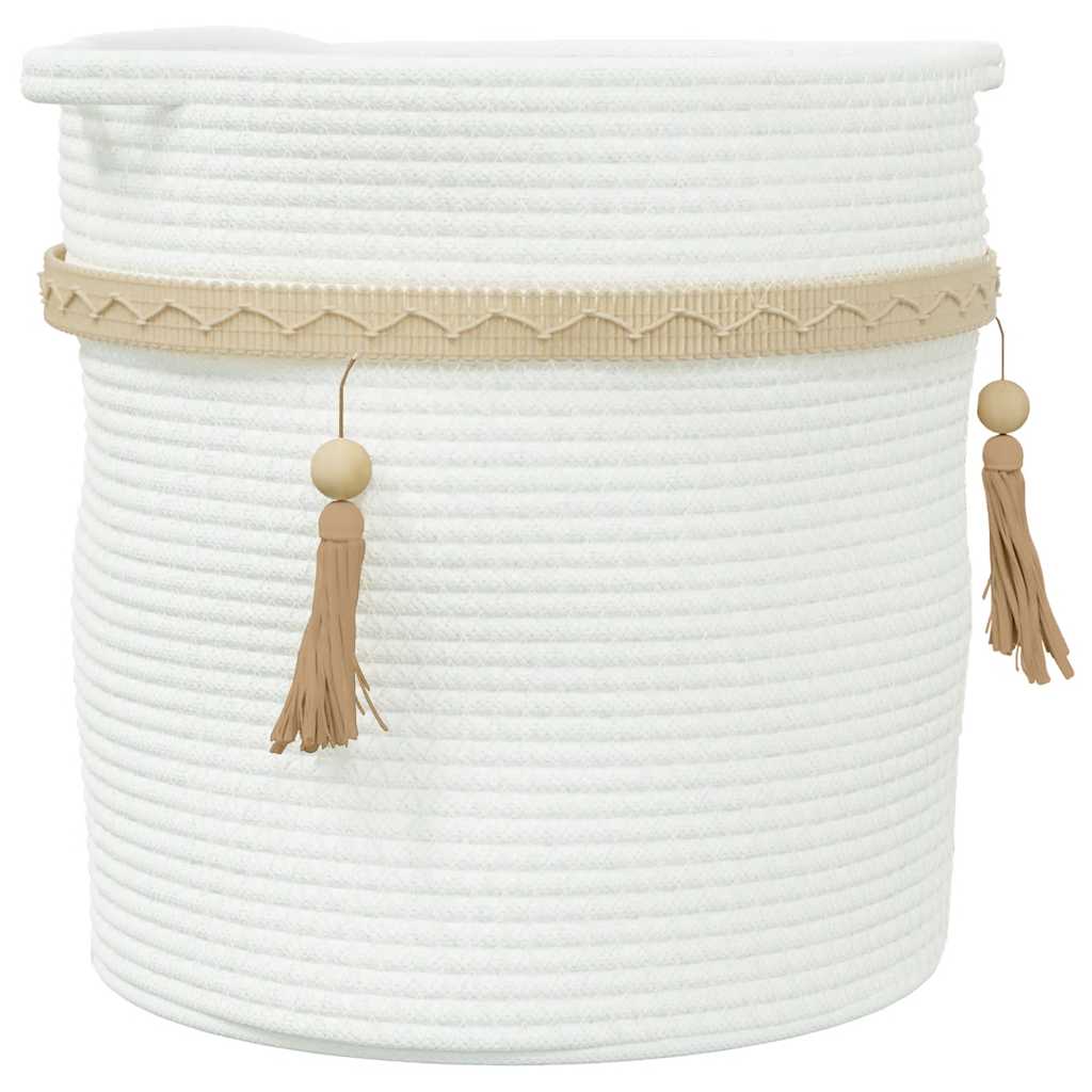 Cesta de almacenaje algodón blanco Ø38x36 cm