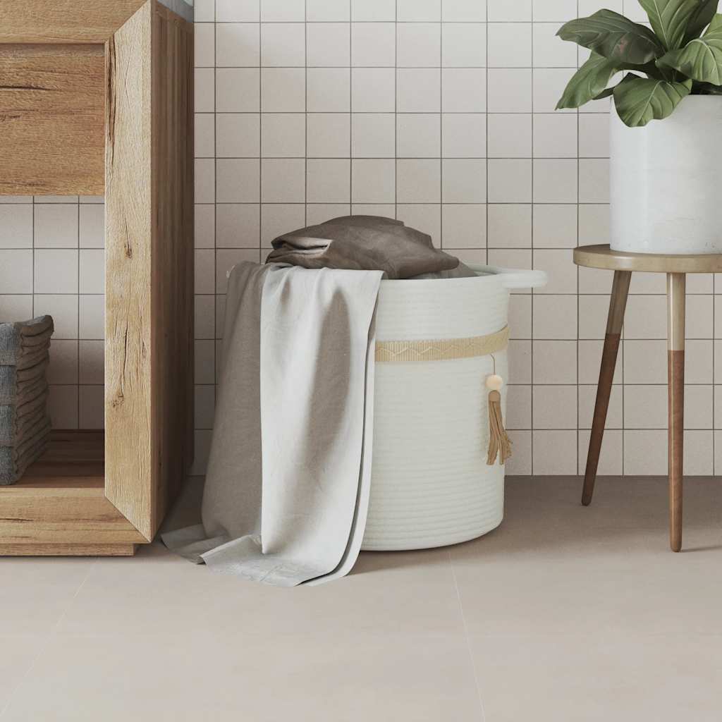 Cesta de almacenaje algodón blanco Ø38x36 cm