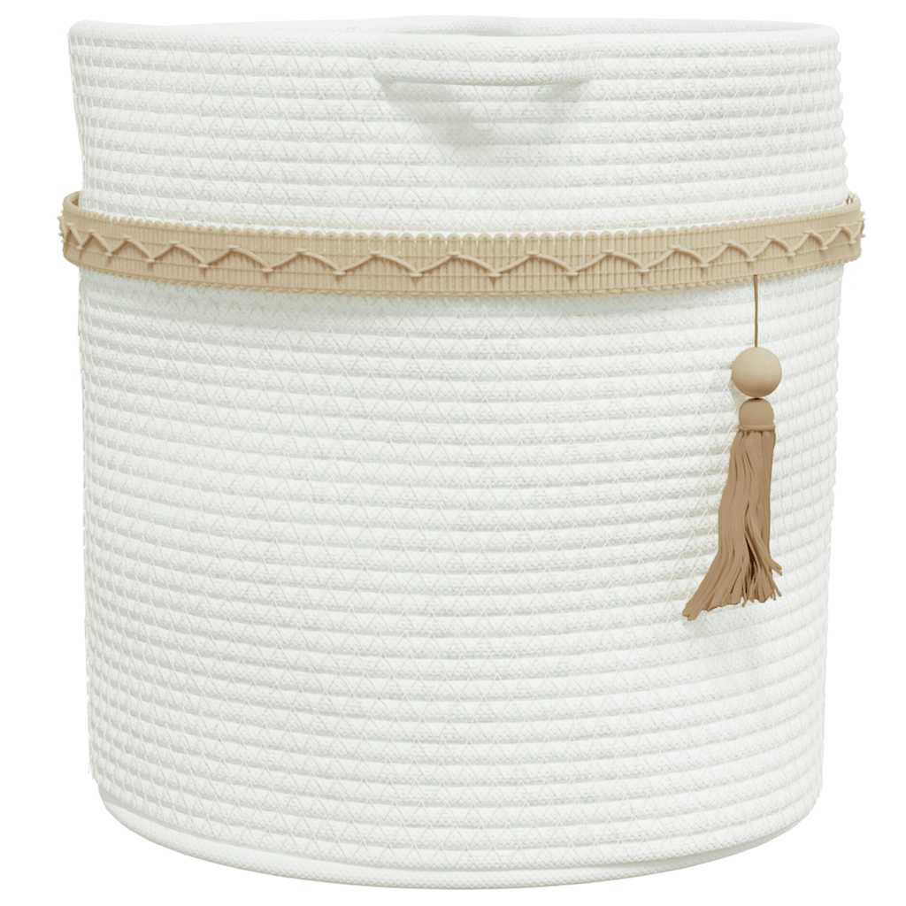 Cesta de almacenaje algodón blanco Ø38x36 cm