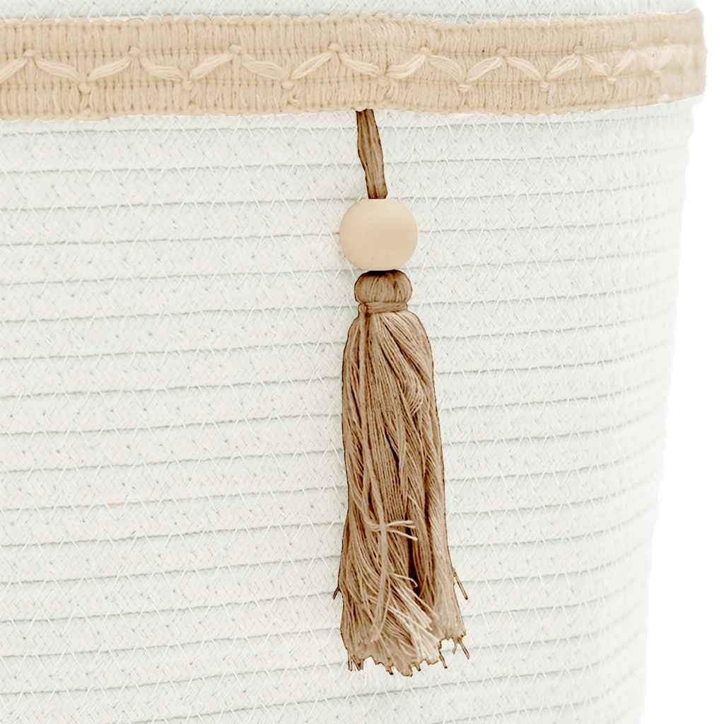 Cesta de almacenaje algodón blanco Ø38x36 cm