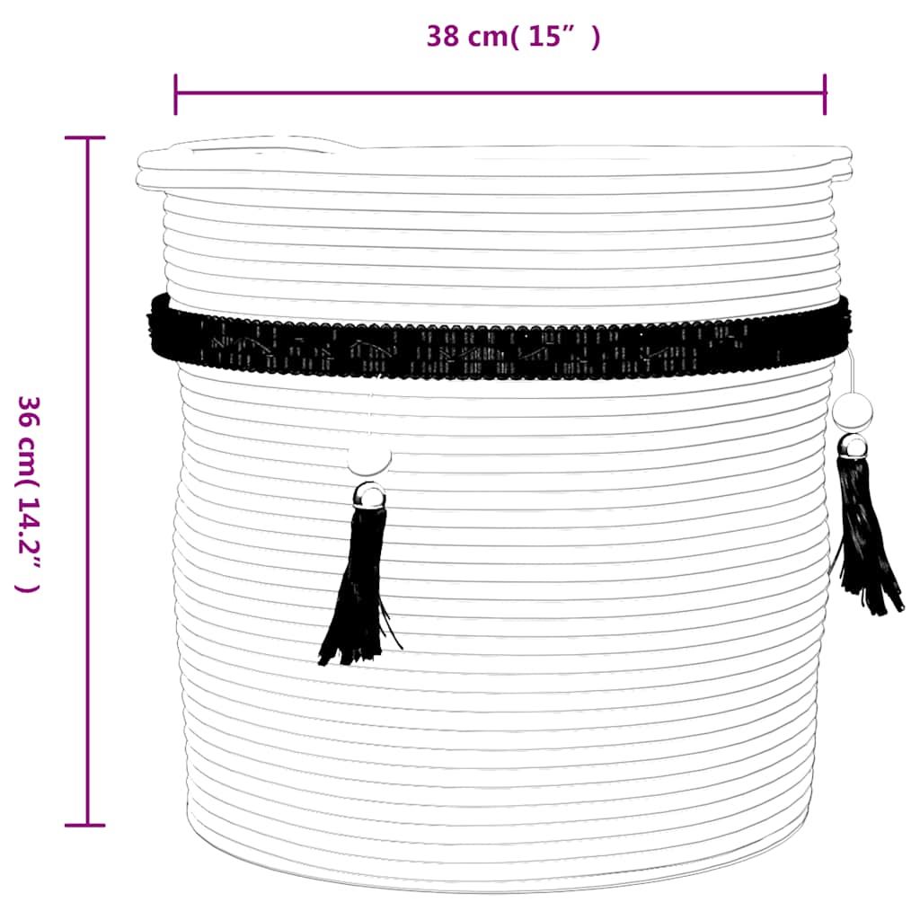 Cesta de almacenaje algodón blanco Ø38x36 cm