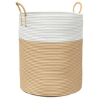 Cesta de almacenaje algodón beige y blanco Ø38x46 cm