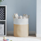 Cesta de almacenaje algodón beige y blanco Ø38x46 cm