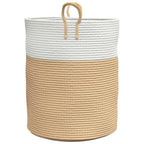 Cesta de almacenaje algodón beige y blanco Ø38x46 cm