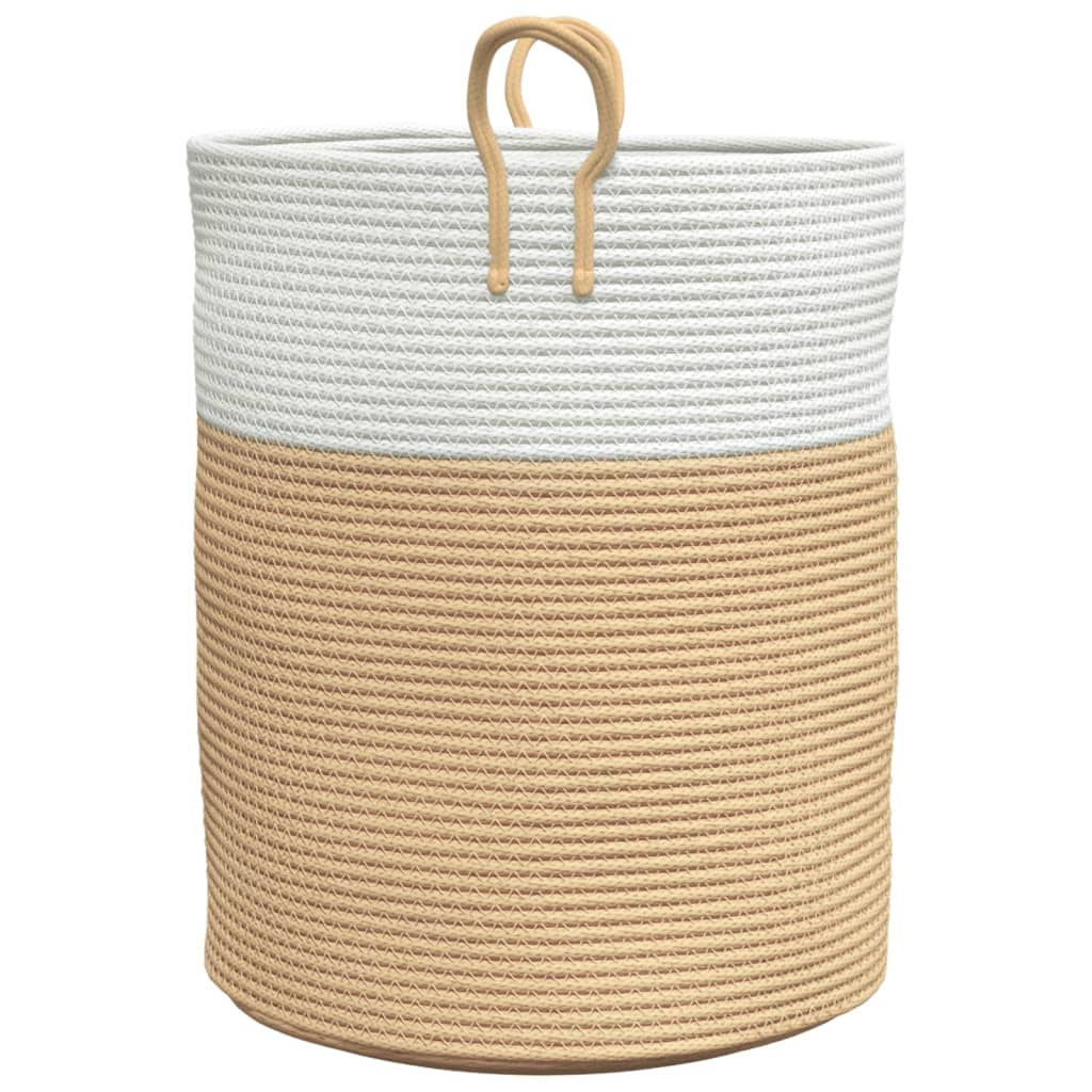 Cesta de almacenaje algodón beige y blanco Ø38x46 cm