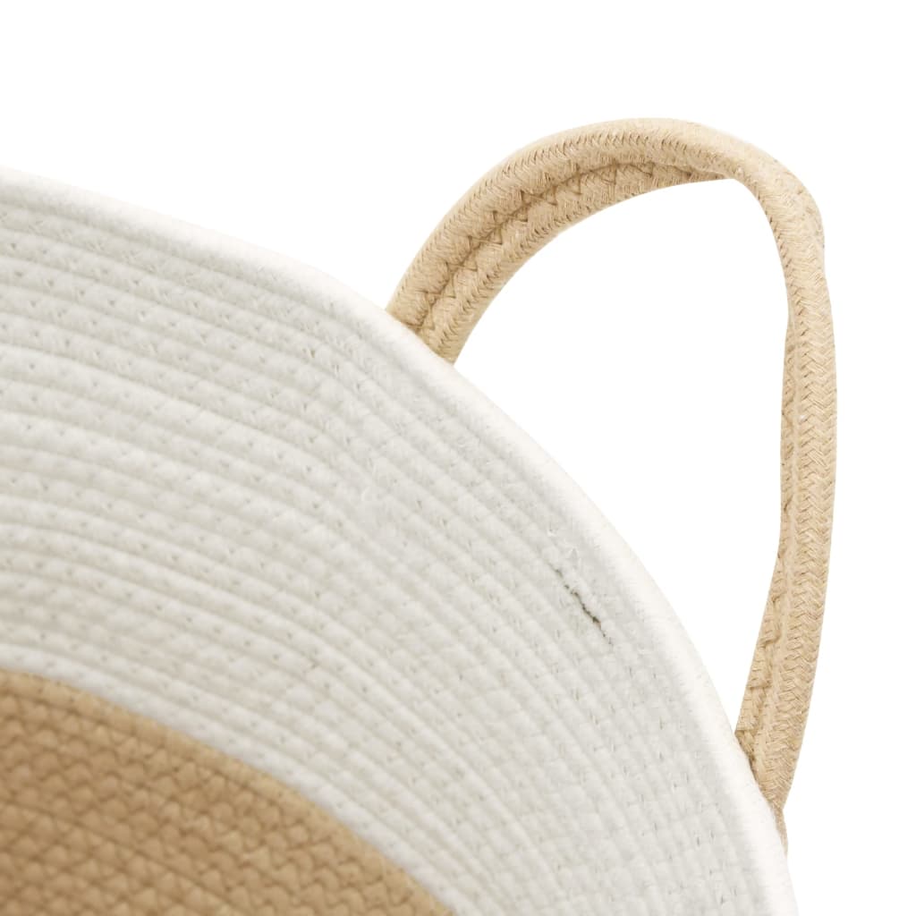 Cesta de almacenaje algodón beige y blanco Ø38x46 cm