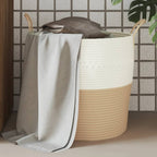 Cesta de almacenaje algodón beige y blanco Ø38x46 cm