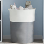 Cesta de almacenaje algodón beige y blanco Ø38x46 cm