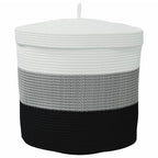 Cesta de almacenaje con tapa algodón blanco y negro Ø40x35 cm