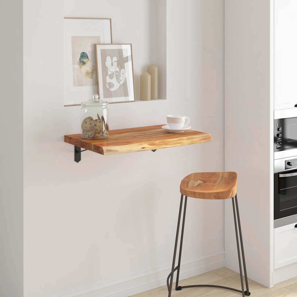 Estante pared rectangular madera acacia borde vivo 100x20x2,5cm