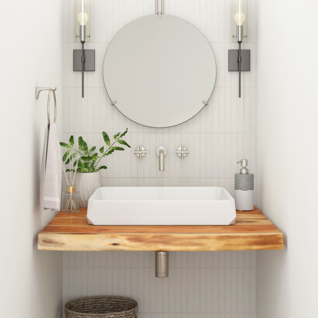 Encimera de baño rectangular madera maciza acacia 100x60x2,5 cm