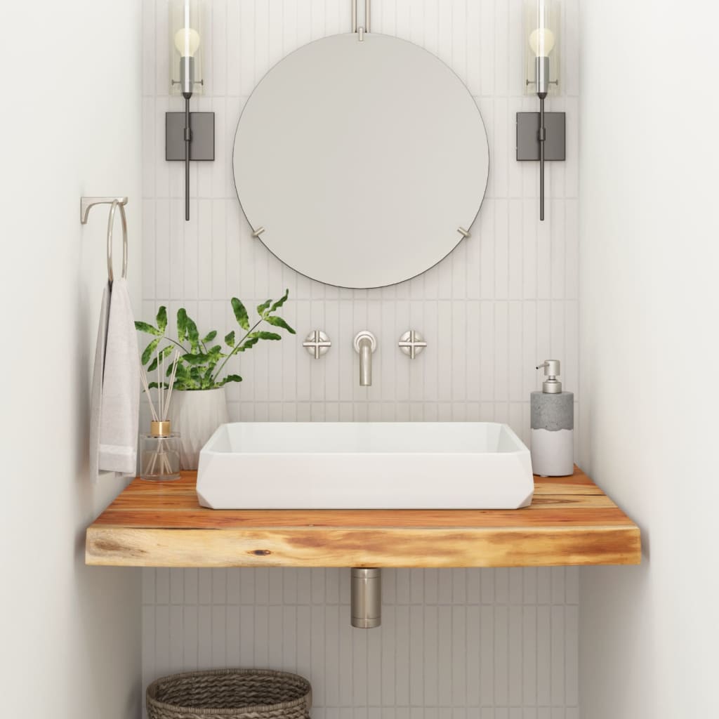 Encimera de baño rectangular madera maciza acacia 100x60x2,5 cm