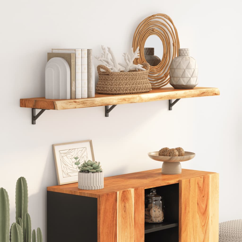 Estante pared rectangular madera acacia borde vivo 100x20x2,5cm