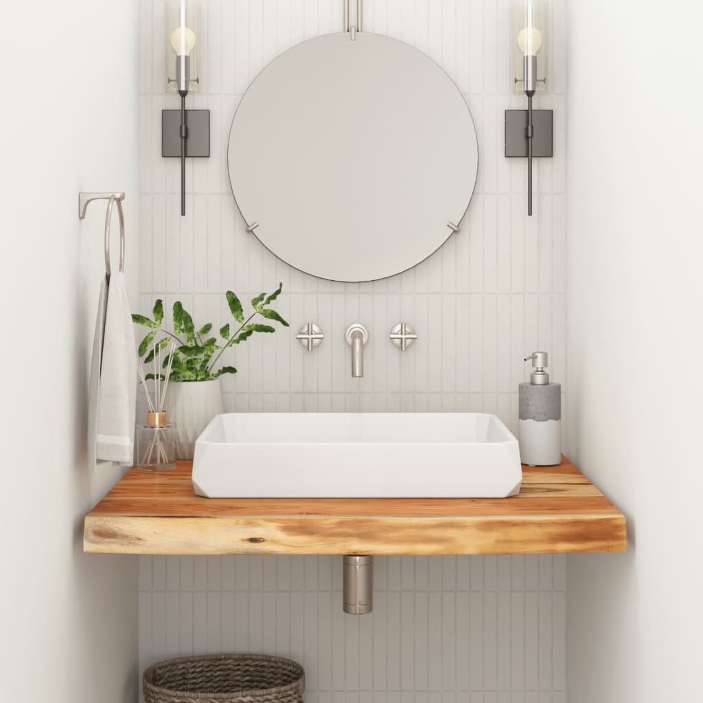 Encimera de baño rectangular madera maciza acacia 100x60x2,5 cm