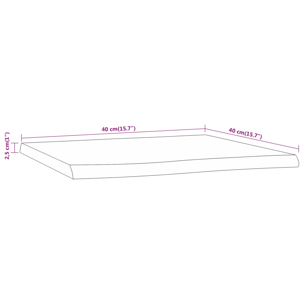 Tablero de mesa rectangular acacia borde vivo 40x40x2,5 cm